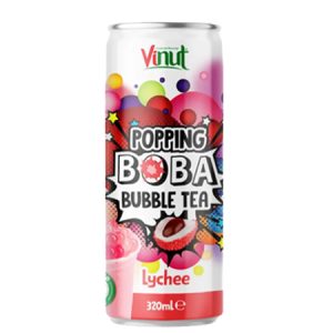 Vinut Popping Boba Bubble Tea with Lychee Flavor 320ML