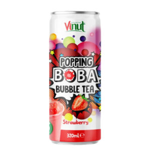 Vinut Popping Boba Bubble Tea with Strawberry Flavor 320ML